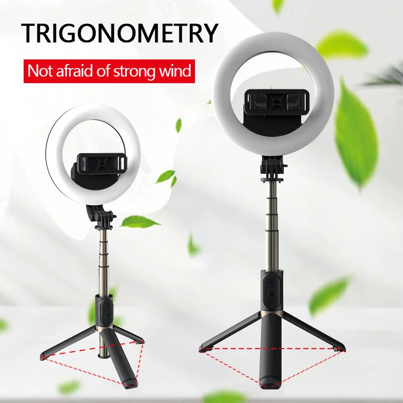 

4-in-1 With Portable And Expandable Tripod, Halo With Wireless Bluetooth, Mini Selfie Stick,