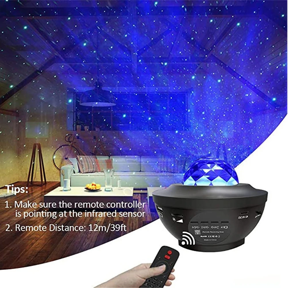 Led light USB Galaxy Projector Ocean Night Light Wave Music Player Remote Star Rotating Night Lights Luminaria For Bedroom Lamp enlarge