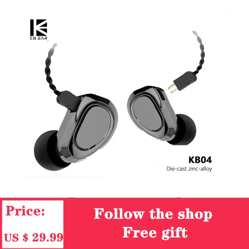 Наушники вкладыши KBEAR KB04 1BA + 1DD гибридные водительские Hi Fi DJ мониторы проводные