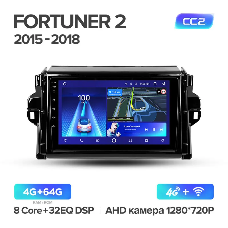 TEYES CC2 Штатная магнитола для Toyota Fortuner 2 Android 8.1, до 8-ЯДЕР, до 4+ 64ГБ 32EQ+ DSP 2DIN автомагнитола 2 DIN DVD GPS мультимедиа автомобиля головное устройство - Цвет: Fortuner 2 CC2 64G