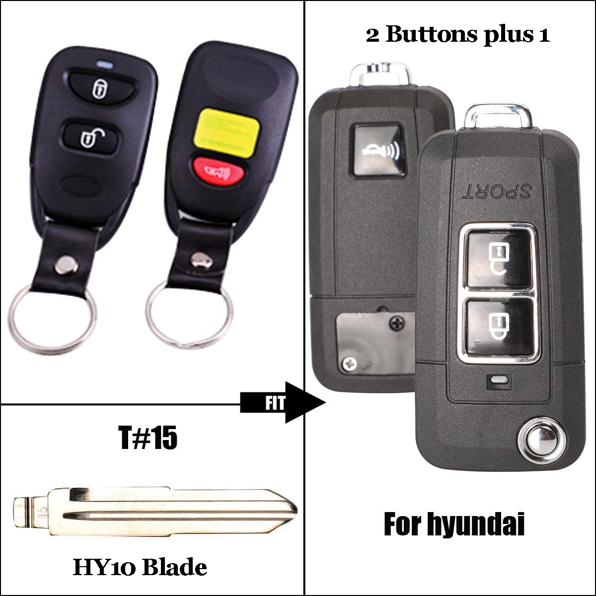 Jingyuqin 2/3B чехол для ключей для HYUNDAI Tucson Old Elantra-2003 Santa Fe/NF Eagle Terracan без держателя батареи брелок для ключей - Цвет: HY15 2 Plus 1