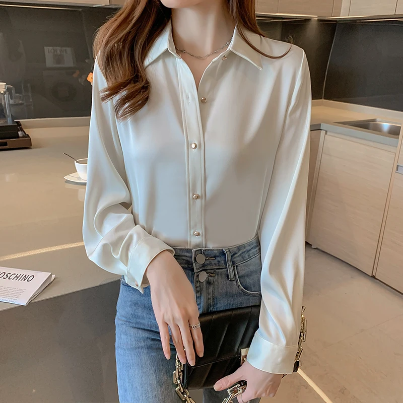 Женские рубашки 2021 осенние элегантные офисные блузки с длинным рукавом во