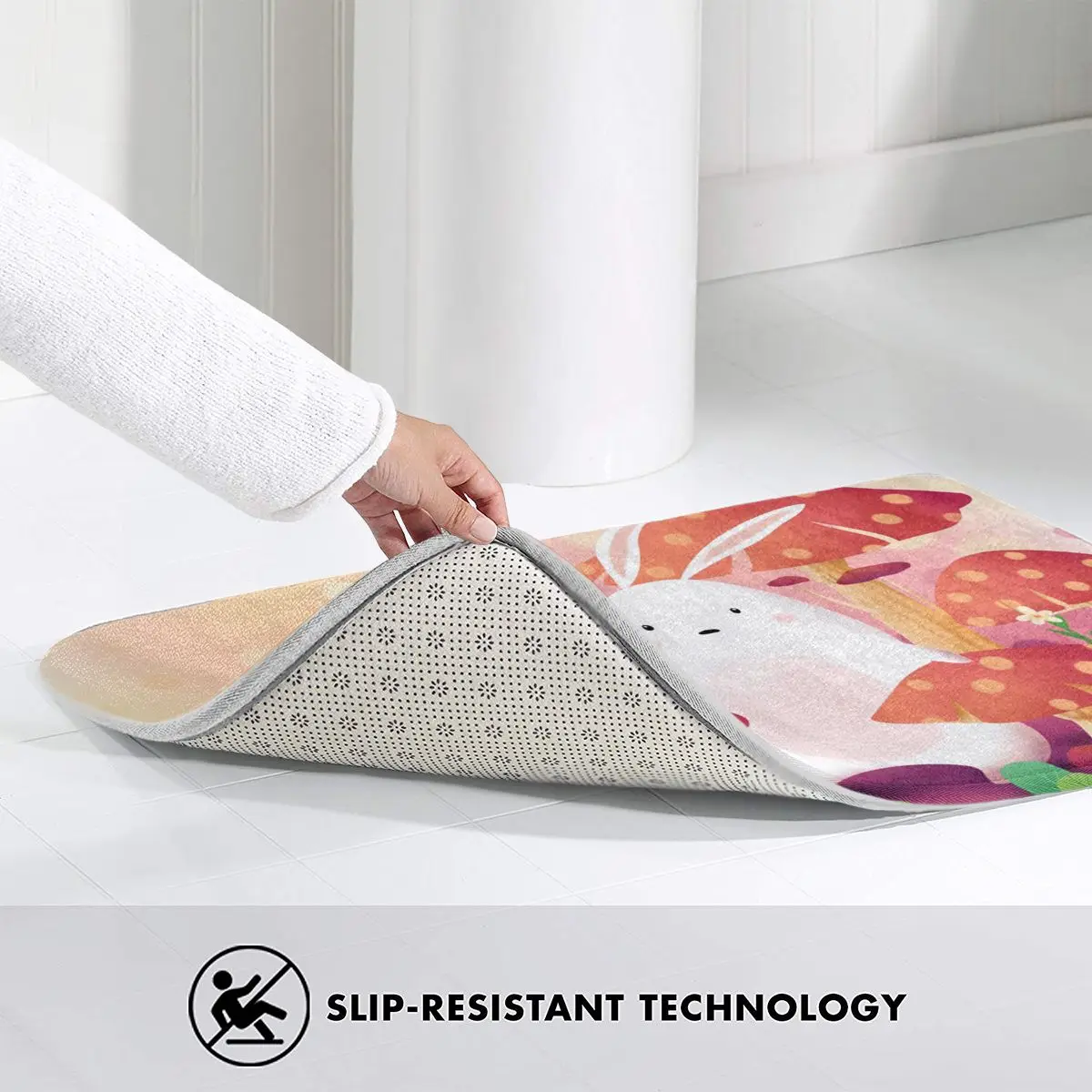 Симпатичный мультяшный Придверный коврик с кроликом и грибом для ног ванной