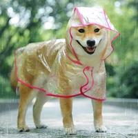 new pet raincoat dog hooded transparent waterproof windproof teddy chai dog animal clothing outdoor clothing one piece pet coat