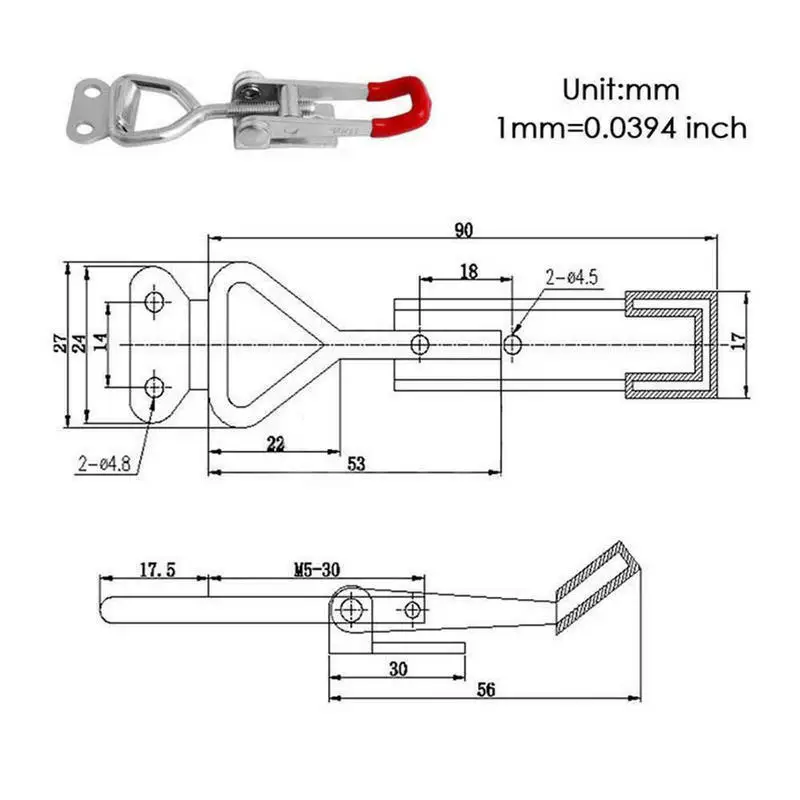 

New Hot Quick Toggle Clamp 100Kg 220Lbs Holding Capacity Latch Metal Hand Tool Latch Hand Tool Fixing Workpiece GH-4001 Capacity