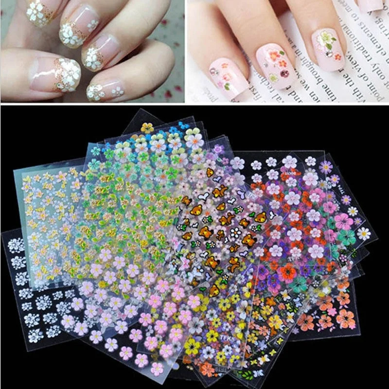 50Sheets 3D stickers for nails sticker nail art decoration false nail sticker Rhinestones for nails drill Gel varnish Tip Hot