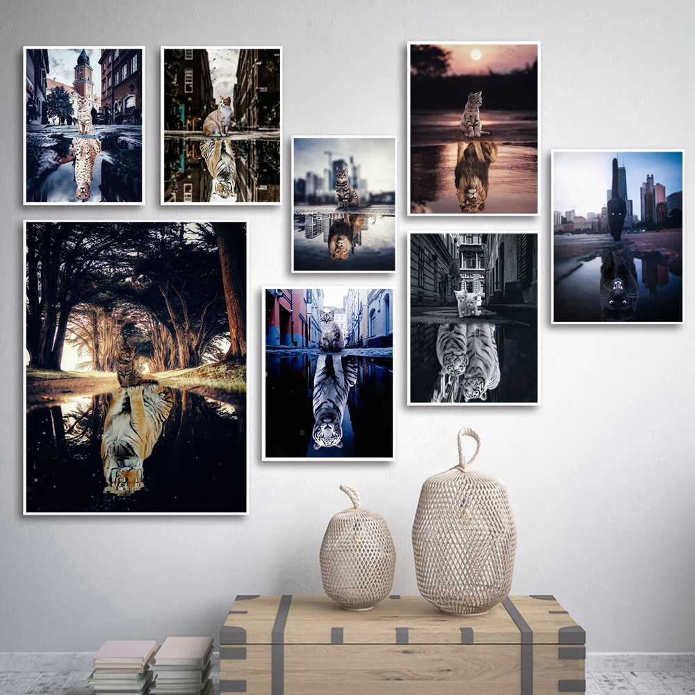 

Wall Decor Animal Prints Office Decoration Poster Cat Is Tiger Canvas Painting Motivation Pictures for Home Office Design