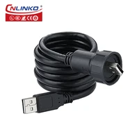 cnlinko good quality data panel mount usb2 0 connector waterproof ip67 1 meter cable double usb connector for printer hard drive