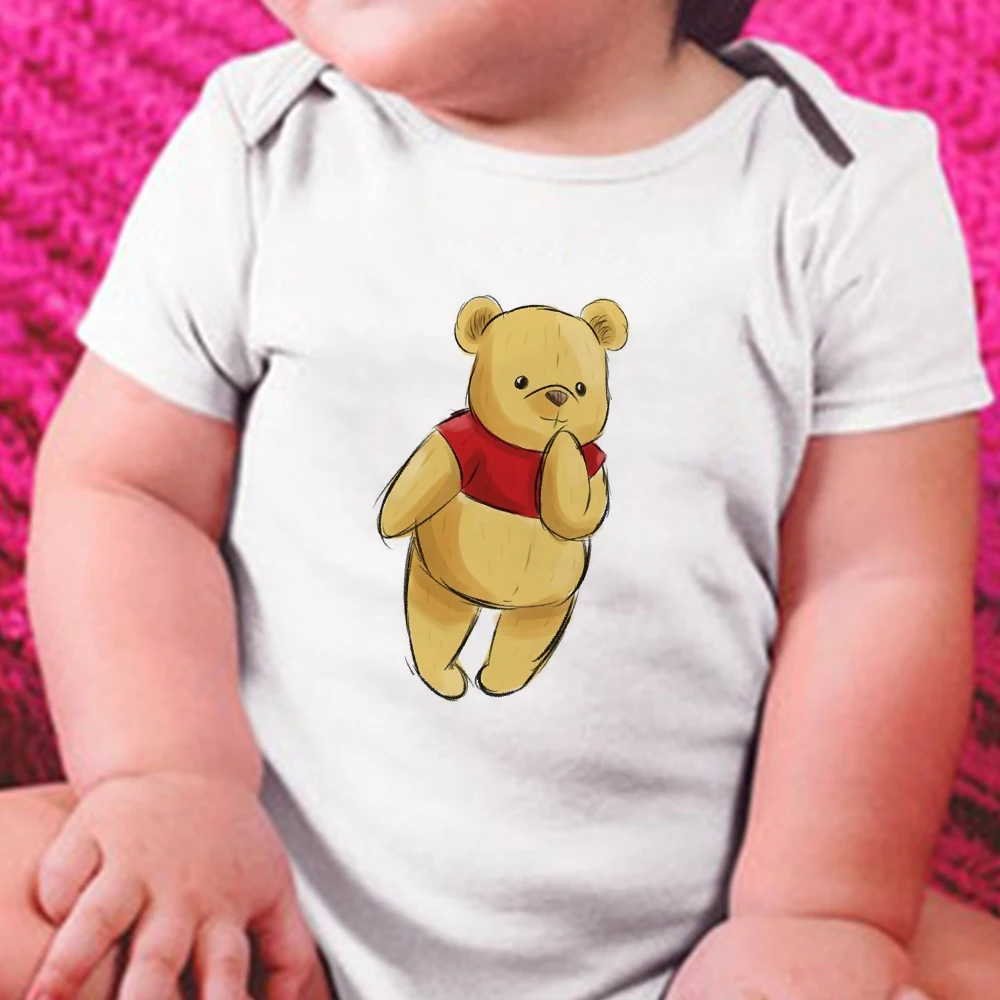 

Newborn Baby Girl Short Sleeve Jumpsuit Winnie the Pooh and Honey 2021 Summer Boys Romper Infant Bodysuit Cute Baby Clothes