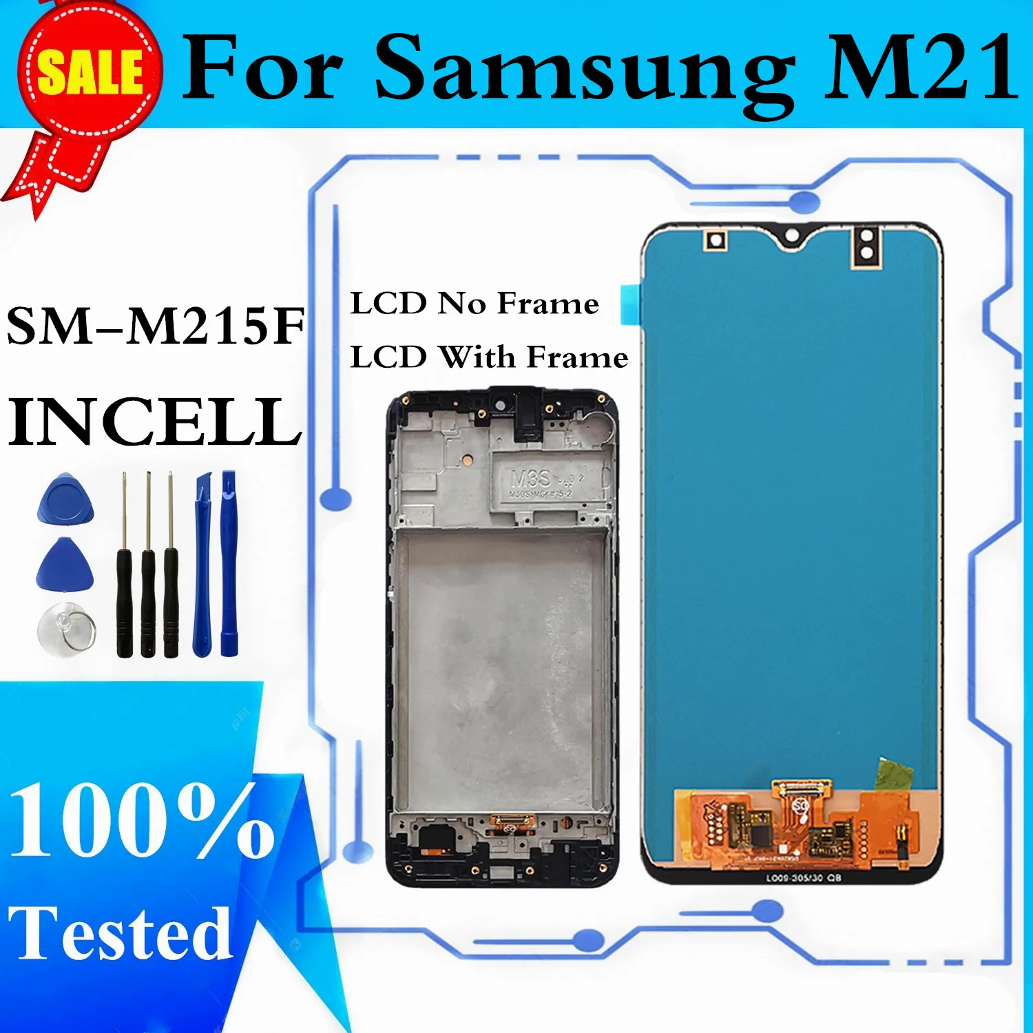 

ЖК-дисплей для Samsung Galaxy M21 M215 SM-M215F, ЖК-дисплей с сенсорным экраном и дигитайзером в сборе для Samsung M21, сменный дисплей с рамкой
