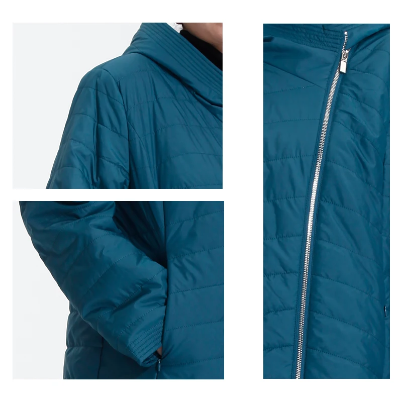 

warm women down jacket hood office lady parka quilted coat large size thin cotton clothes lightweight Windproof quality 18-305