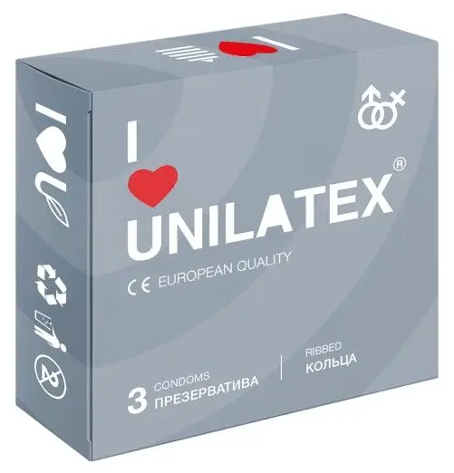 Презервативы с рёбрами Unilatex Ribbed - 3 шт. | Красота и здоровье