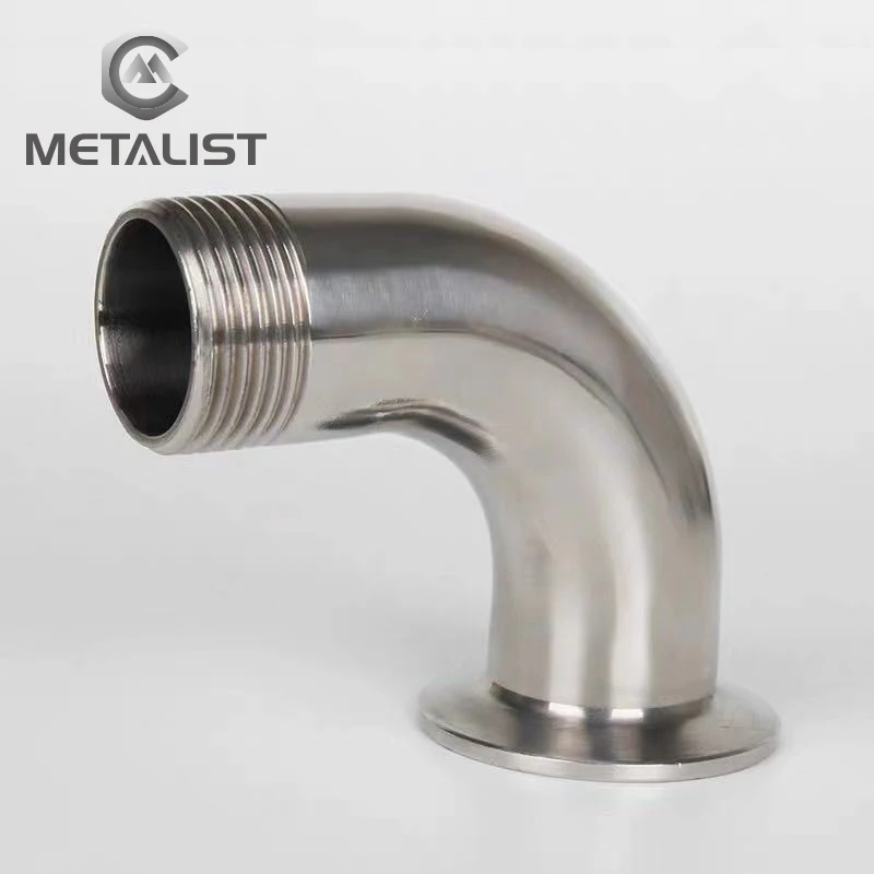 Метал DN15 BSP наружная резьба SS304 санитарный обжим 90 градусов коленчатый фитинг