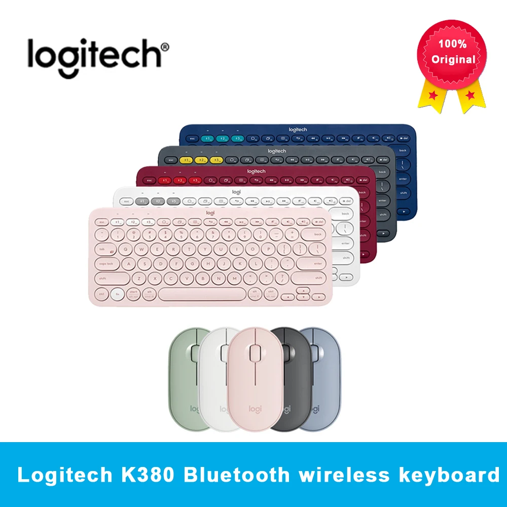 Оригинальная Беспроводная Bluetooth клавиатура Logitech K380 мышь M350 тихая цветная
