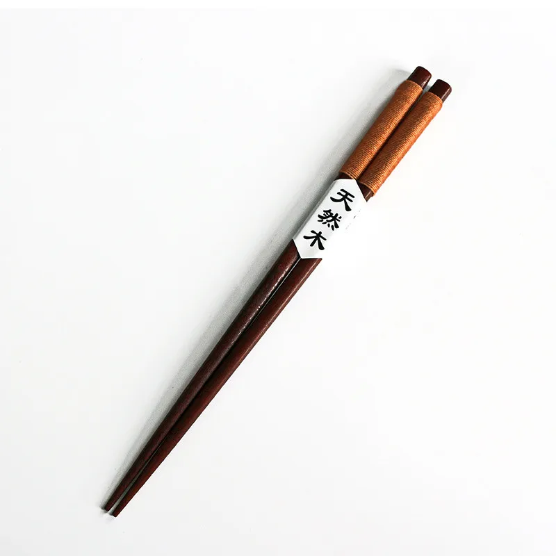 

2 Pairs Handmade Japanese Natural Chestnut Wood Chopsticks Set Value Gift Sushi Chinese Food Tie Line Learner Gifts Tableware#40