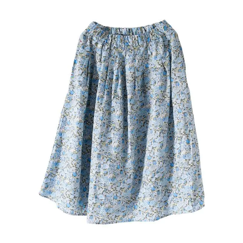 

Mori Girl Cotton A-Line Skirt Stretch High Waist Thin Section Draped Elegant All-Match Floral Skirt Women