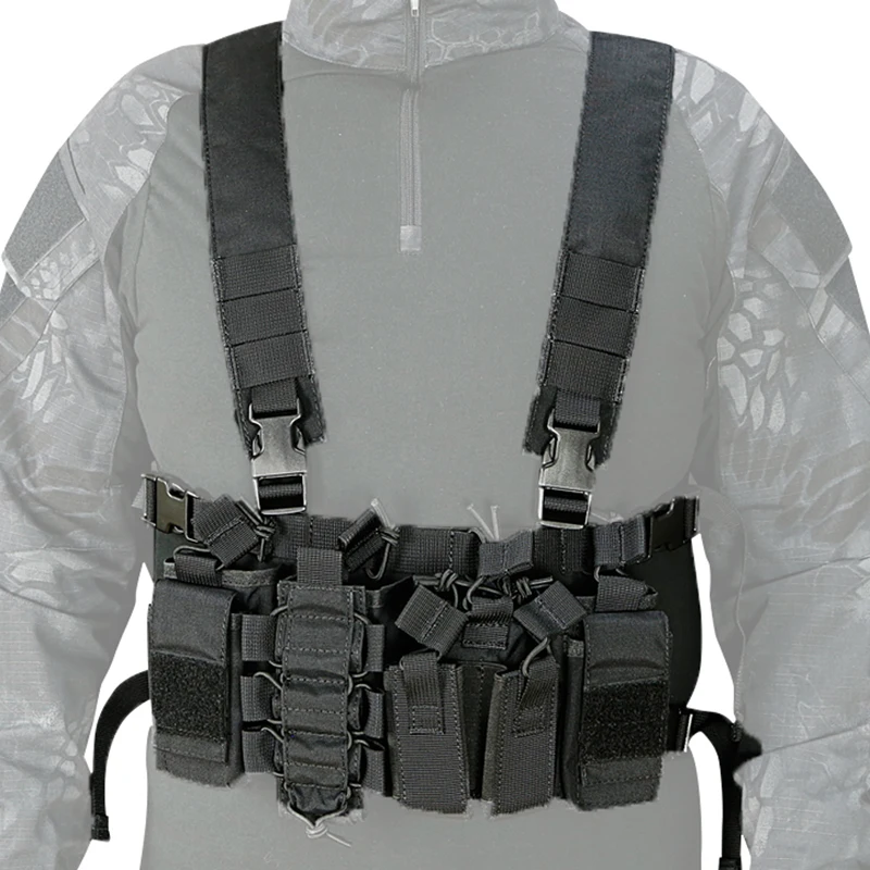 

Тактическая нагрудная сумка с ремнем для радиоприемника, чехол-кобура, военный жилет, регулируемая функциональная поясная сумка для двусто...