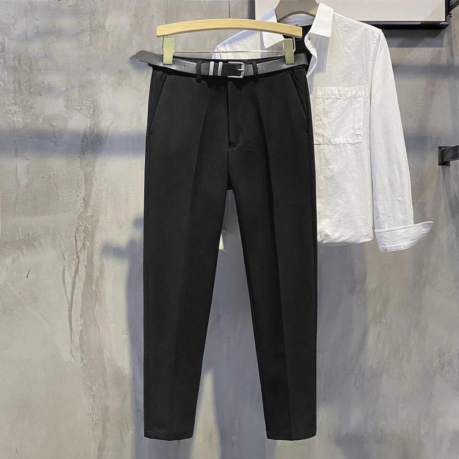 Зимние мужские плотные шерстяные Костюмные брюки повседневные Прямые