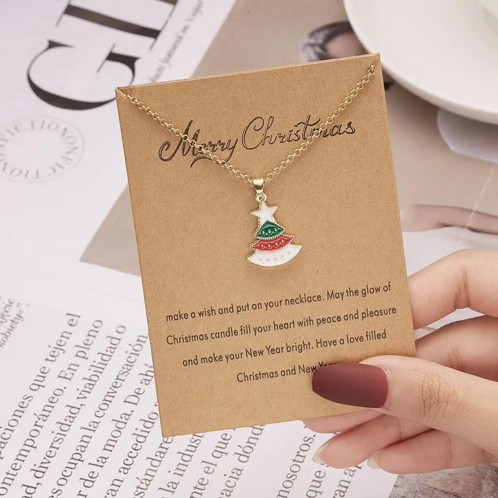 

Charm Enamel Christmas Necklace For Women Men Merry Christmas Snowman Santa Claus Pendant Link Chain Necklace Xmas Jewelry C4w5