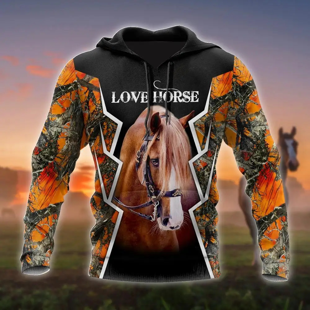 

American Quarter Horse Camo 3D All Over Printed Autumn Men Hoodie Unisex Casual zip Pullover Streetwear sudadera hombre DW0464