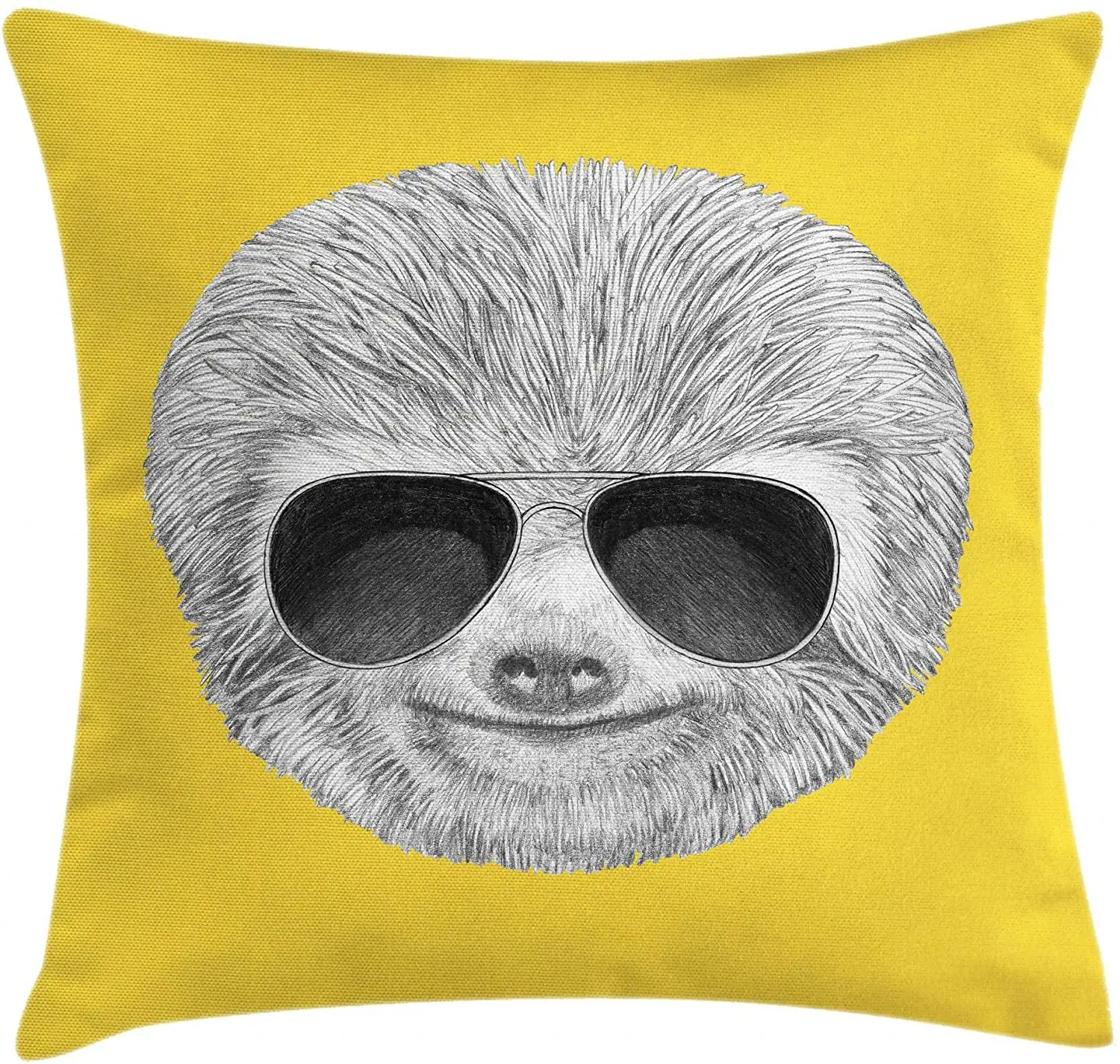 

Ambesonne Sloth Throw Pillow Cushion Cover, Hipster Jungle Animal with Sunglasses Smiling Funny Expression Cool Character Print