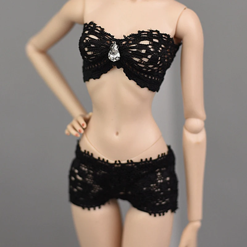 1 Комплект одежды для куклы Блайт с мягким кружевным бельем - бюстгальтером и трусиками, размер 30 см, для БЖД СД топов 1/6.