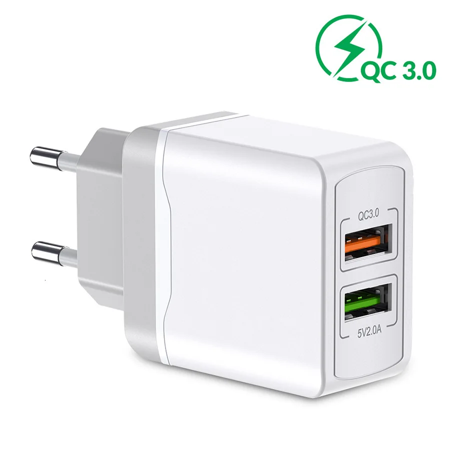 18 Вт двойное USB зарядное устройство для iPhone X 8 7 6 plus 5V2. 1A QC 3,0 USB настенное зарядное устройство для samsung huawei Xiaomi дорожное USB быстрое зарядное устройство