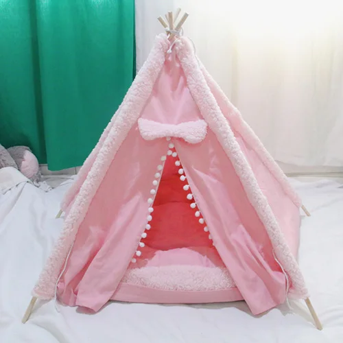 50CMx50CMx60CM Переносная палатка для собак вигвам для домашних животных складная палатка для кошек собачий питомник домик для щенков моющаяся Подушка содержит супер толстые коврики - Цвет: 50CMx50CMx60CM
