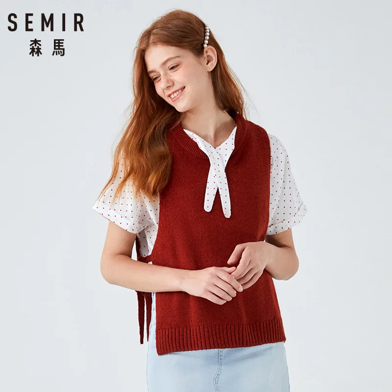 Semir Женский вязаный жилет женский зимний шикарный без рукавов Топ в Корейском