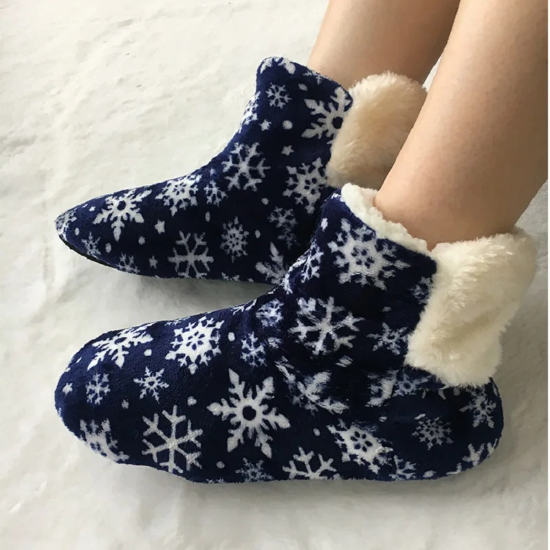 

Fashion Indoor Slippers Women Warm Fur Slides Christmas Slippers Female Snowflake Home Shoes ladies Slippers Zapatos De Mujer
