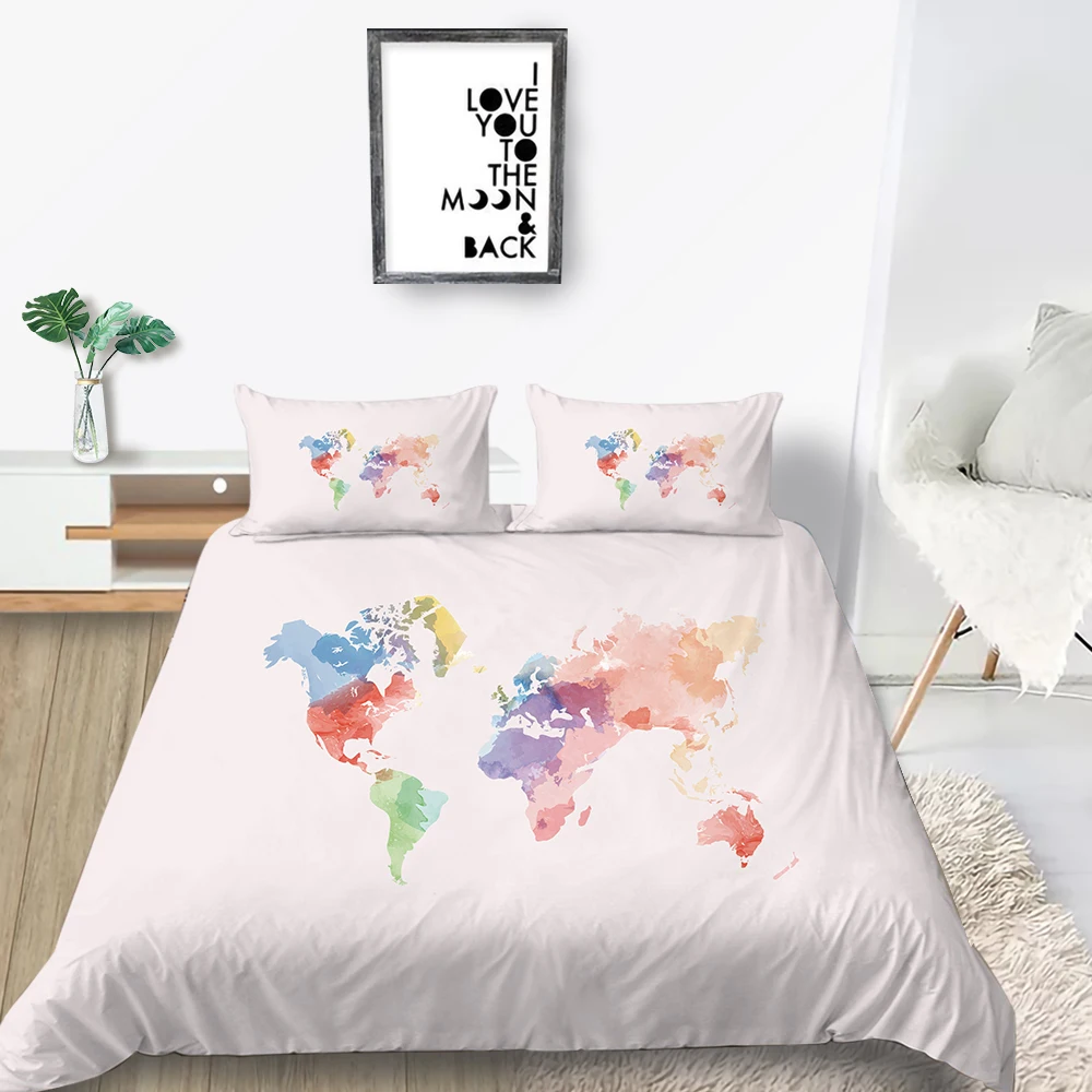 Комплект постельного белья с картой игры винтажный Модный креативный большого