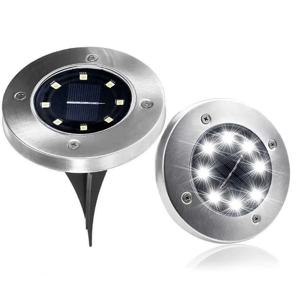 

8 Led Solar Powered Ground Lights Stainless Steel Outdoor Lamp Waterproof Led Solar Path Lights Garden Landscape Light