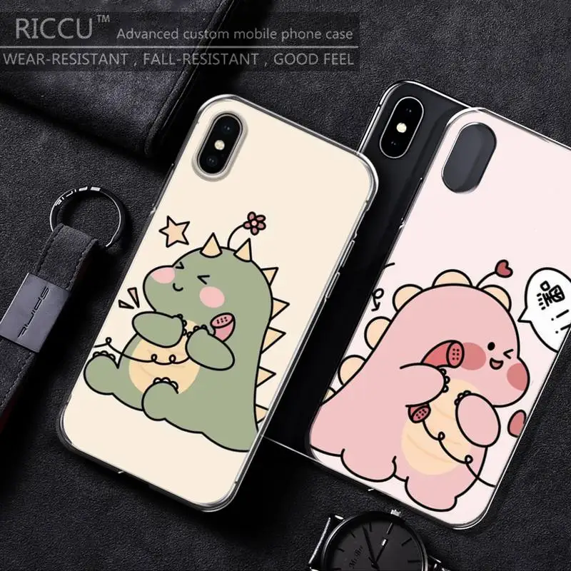 

Cute cartoon little dinosaur Phone Case For iPhone 11 12 Pro Max X XS XR 7 8 7Plus 8Plus 6S SE Soft Silicone Case cover
