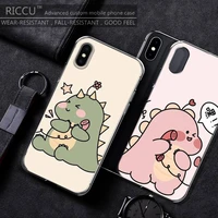 cute cartoon little dinosaur phone case for iphone 11 12 pro max x xs xr 7 8 7plus 8plus 6s se soft silicone case cover