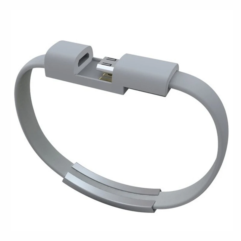 Браслет Micro USB кабель type C USB 8-контактный кабель для зарядки и передачи данных для iPhone XS Max XR X 7 8 6 Micro USB кабель для зарядки телефона - Цвет: Серый