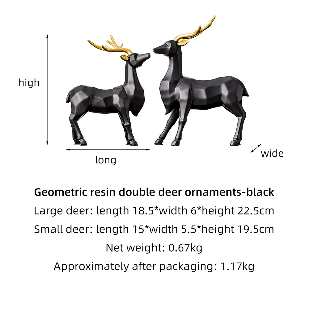 

2PCs Noric Style Resin Deer Ornaments Animal Sculpture Modern Home Decor Living Room Study Desktop Decoration Accessories