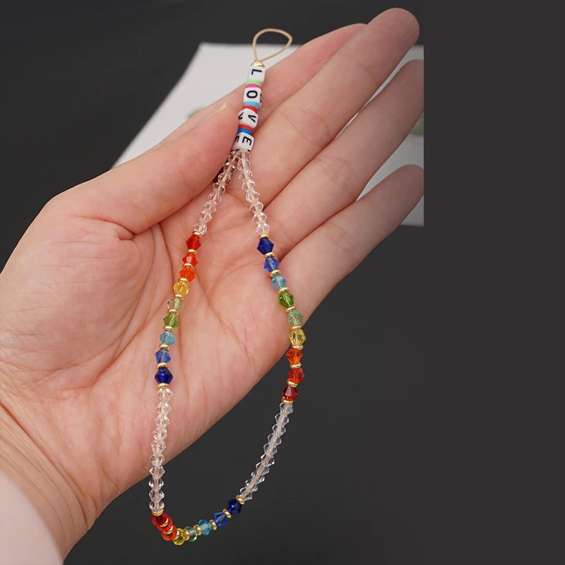 Новый мобильный телефон ремешок Красочные любящее сердце бусины телефонных