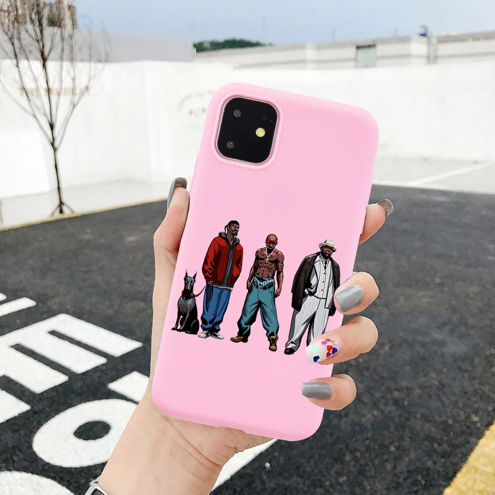 

Hot Rapper Tupac 2Pac Cool Makaveli Soft Pink Phone Case For iPhone 12 11 Pro Max 8 7 6 6S Plus XR X XS Max SE2020 Coque Fundas