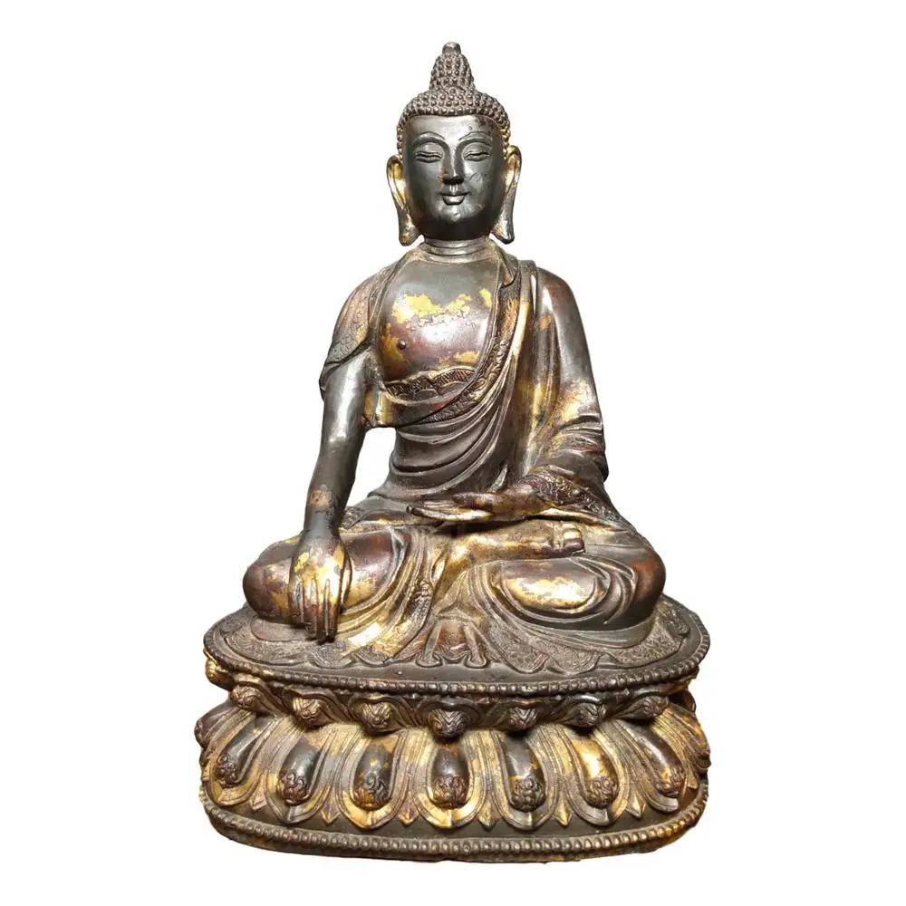 

LaoJunLu Old Tibetan And Old Copper Tires, Lacquered Gold, Shining Cinnabar Buddha, A Statue Of Buddha Shakyamuni Imitation