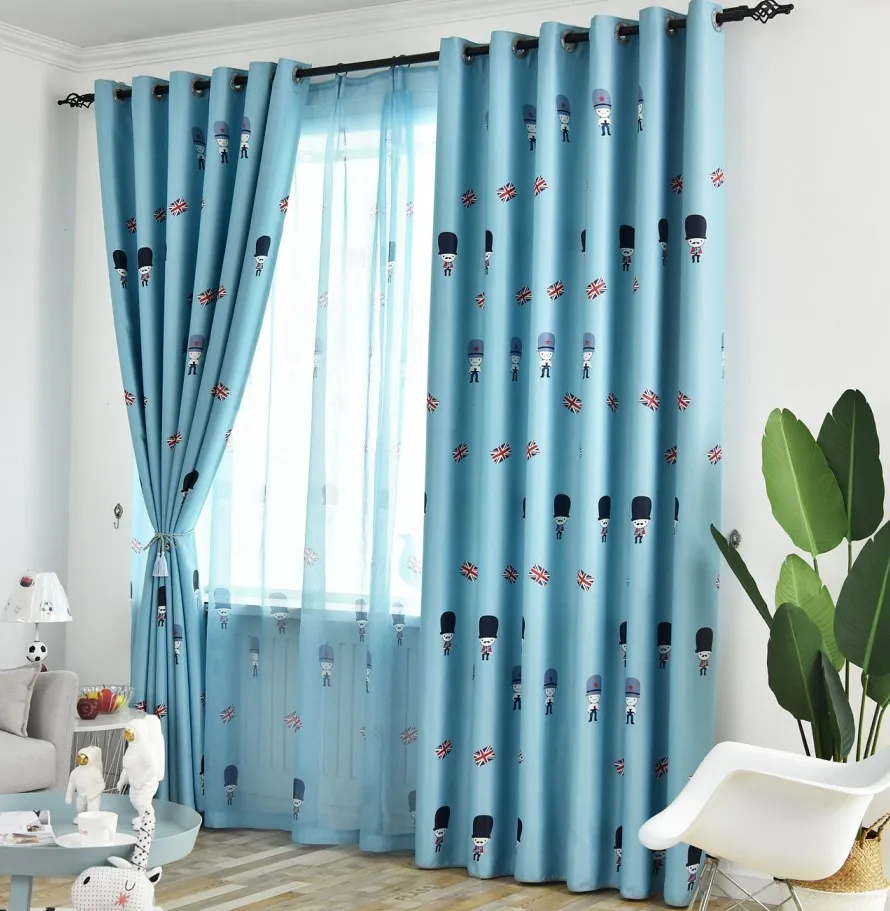 

English Cartoon Mediterranean Soldier Light-shielded Curtains for Living Dining Room Bedroom.