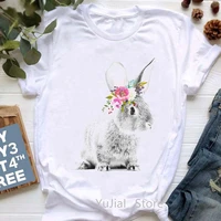 summer fashion women t shirt funny rabbit bunny flowers animal print tshirt femme harajuku shirt kawaii clothes t shirt female