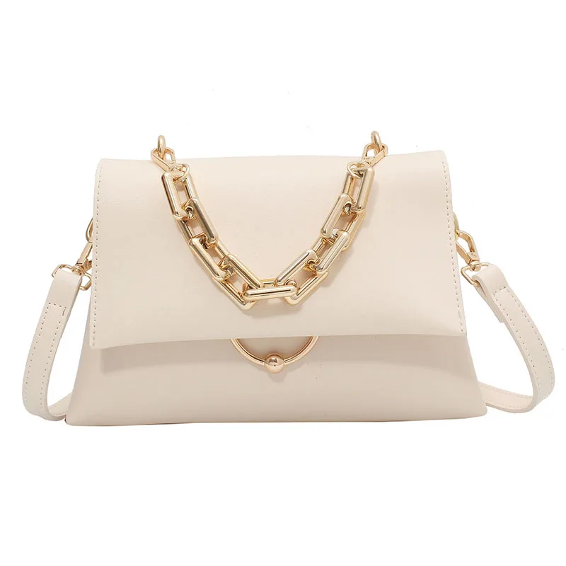 

Fashion Chain Design Women's Small Crossbody Bags 2021 New Spring Simple Shoulder Handbags Female Casual Pu Leather Flap Bag
