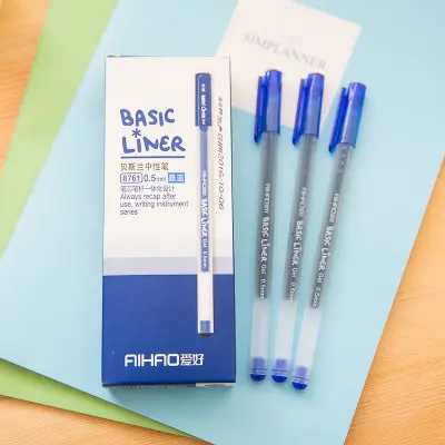 12 шт./лот 0 5 мм гелевые ручки Черный Синий Красный гель чернильная ручка школьные