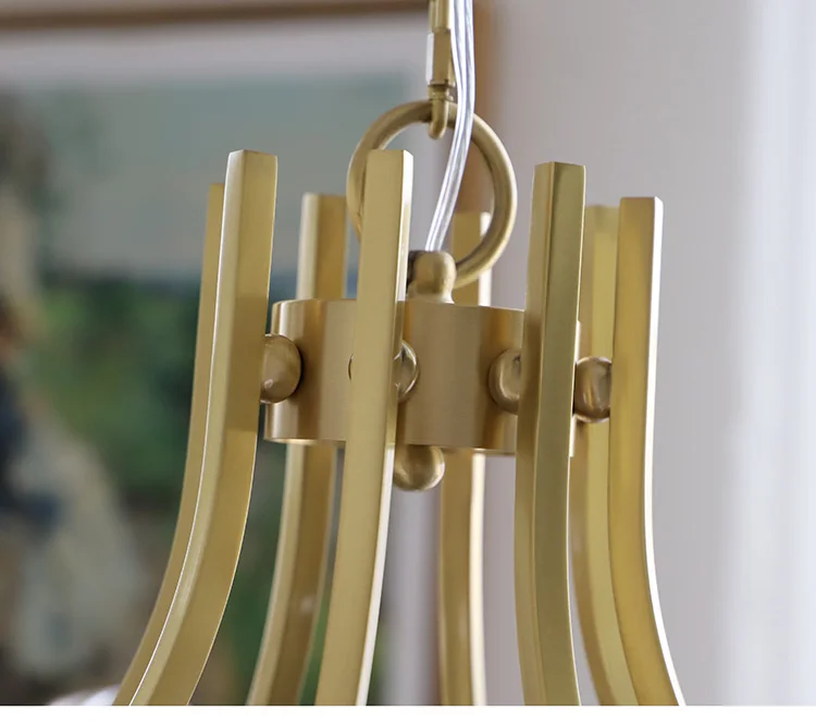 

Four-leaf clover glass chandelier retro American light luxury living room dining room bedroom all copper lamp