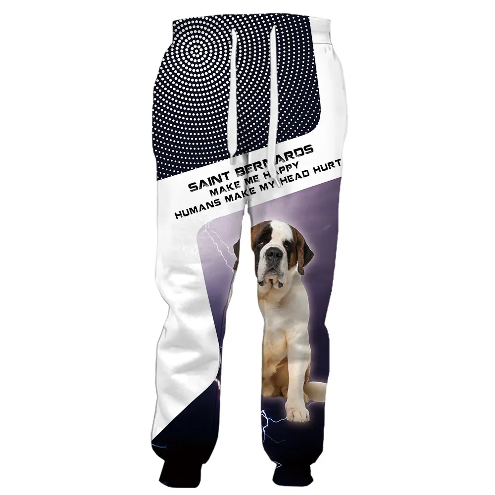 

CLOOCL Saint Bernaros Dog Print Pants 3D Graphic Meke Me Happy Humans Stitching Sweatpants Sportswear Harajuku Streetwear