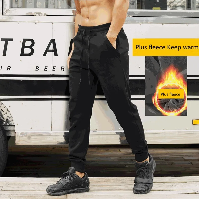 

2021Autumn and Winter New Men's Sports Pants Plus Velvet Thick Warm Casual Pants Running Fitness Sweatpants Men Sweat Pants