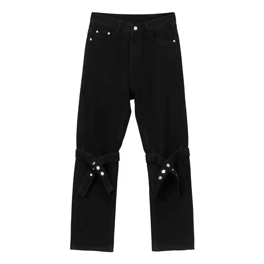 

Bandage Jeans Men Vibe Style Fashion Korean Chic Streetwear Straight Loose Casual Denim Pants Male Hip Hop Dance Jeans Trousers