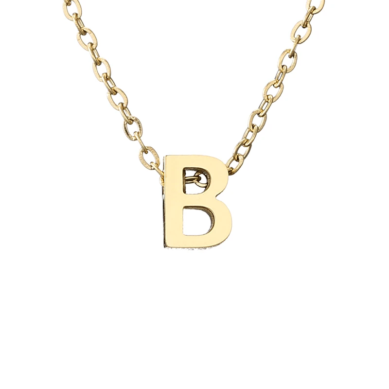 

2021 New Simple 26 Letter Pendant 316L Titanium Steel Gold Plated Clavicle Chain European and American Fashion Jewelry