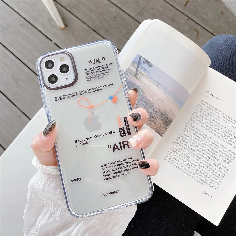 hot sports tide brand sneakers phone case for iphone 13 12 11 pro x xr xs max 7 8 plus letter label clear silicone cover capa free global shipping