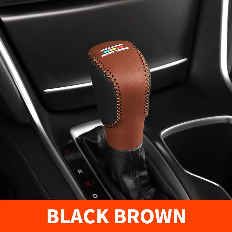 Brown 1pcs Кожа переключения передач Зубчатый редуктор переключения передач крышка набор передач украшение модификация для Honda Accord 10th - Название цвета: Brown 1pcs